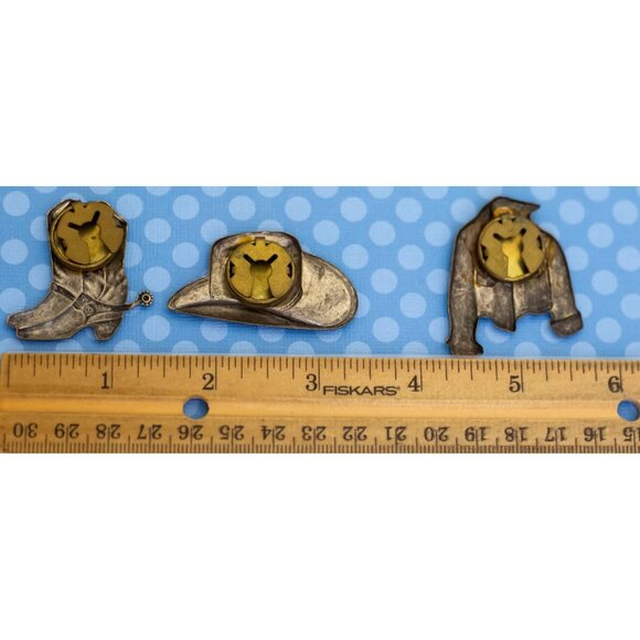 Vintage Gold Tone Western Cowboy Hat Button Cover, M26 - Picture 3 of 3